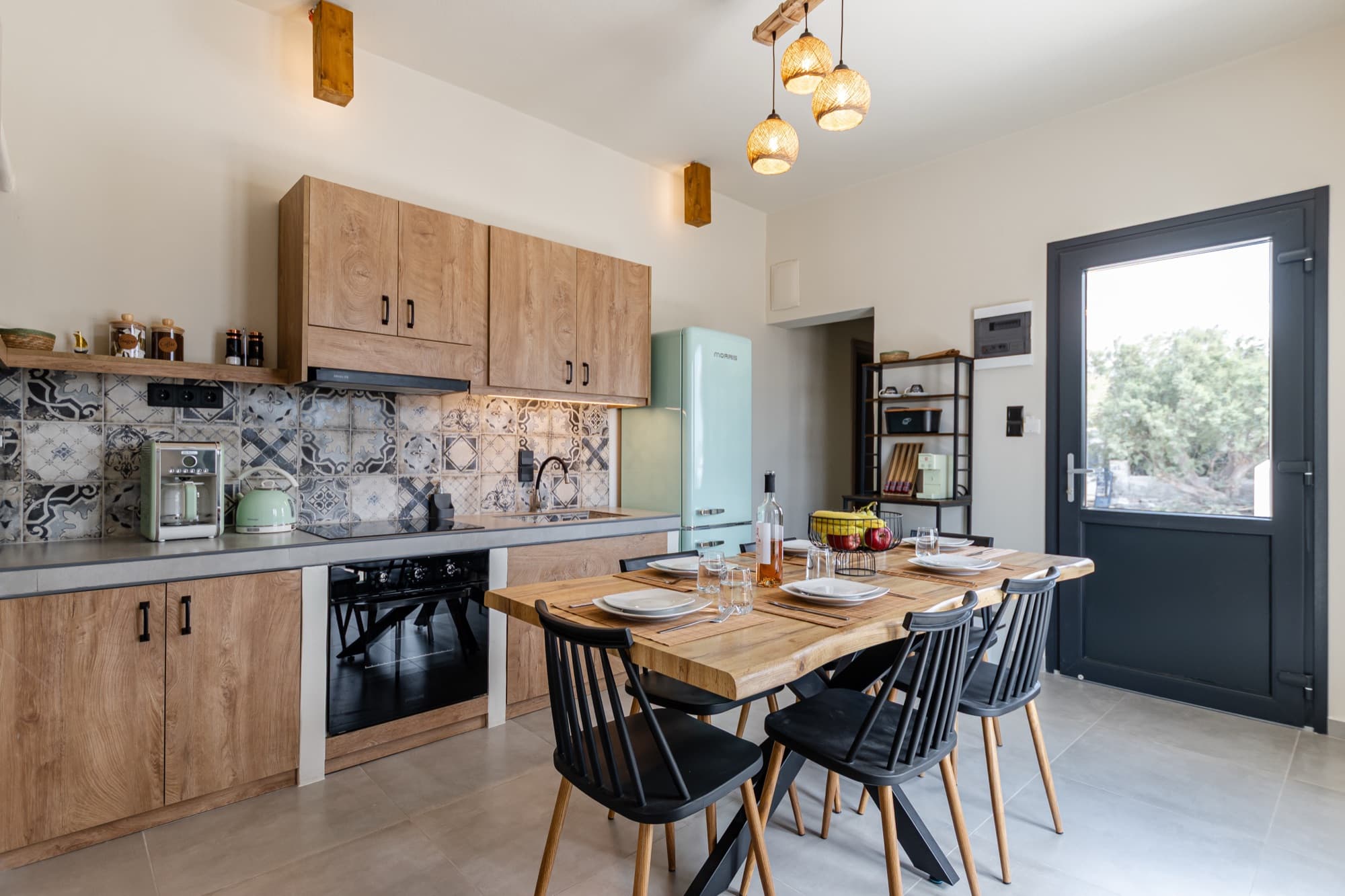 Villa Eira living room with built-in sofa and sea view